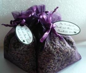 Organic Lavender Sachet Wedding Favor with custom tag, sold invidually for $1.50 each